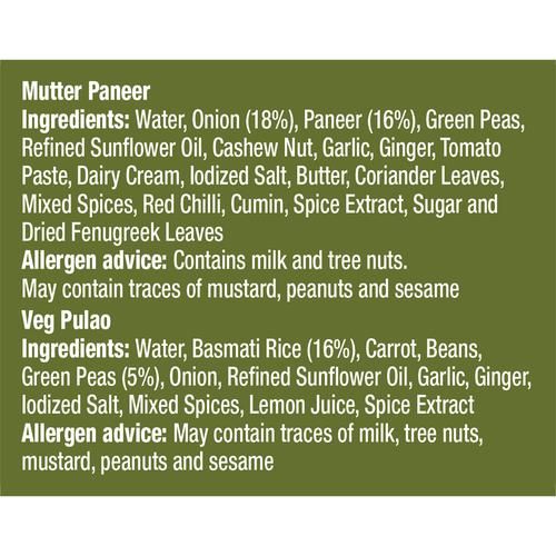 MTR Minute Meals - Muttar Paneer & Veg Pulao Combo, 375 g-3.webp